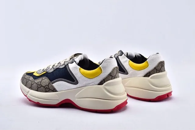 Gucci Beige Navy Sole GG Monogram Canvas Chunky Sneakers 15