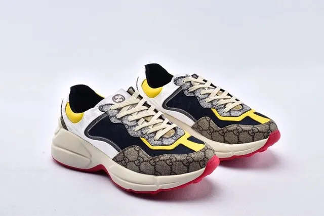 Gucci Beige Navy Sole GG Monogram Canvas Chunky Sneakers 16