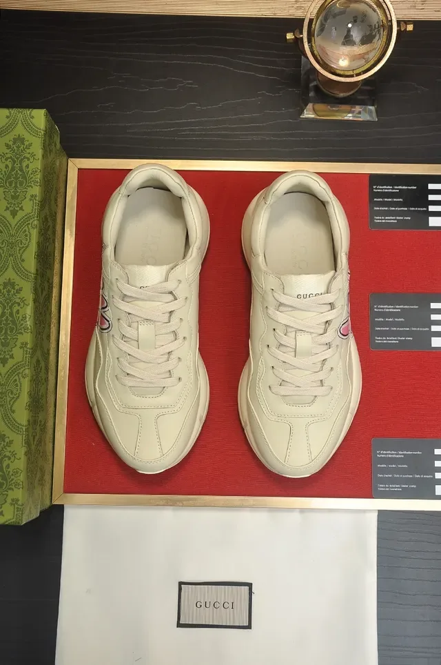 Gucci Beige Pink Leather Upper Oversized Rabbit Graphic Chunky Sneakers 4
