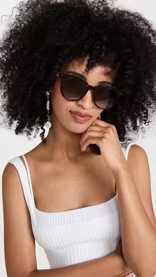 Gucci Lunettes de soleil Monture Acetate Silhouette Yeux de Chat Noir Or 5