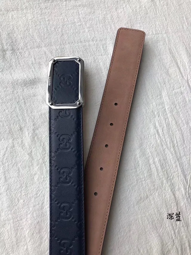 Gucci Black Gold Embossed Interlocking G Motif Rectangular Metal Buckle Leather Belt 10