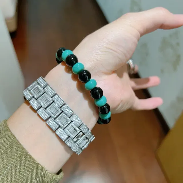 Gucci Black Green Beaded Stretch Turquoise Bracelet 2