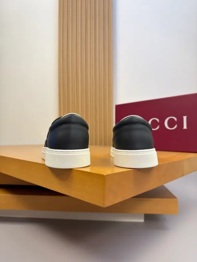Gucci Black White Embossed GG Monogram Slip-On Construction Loafer 3