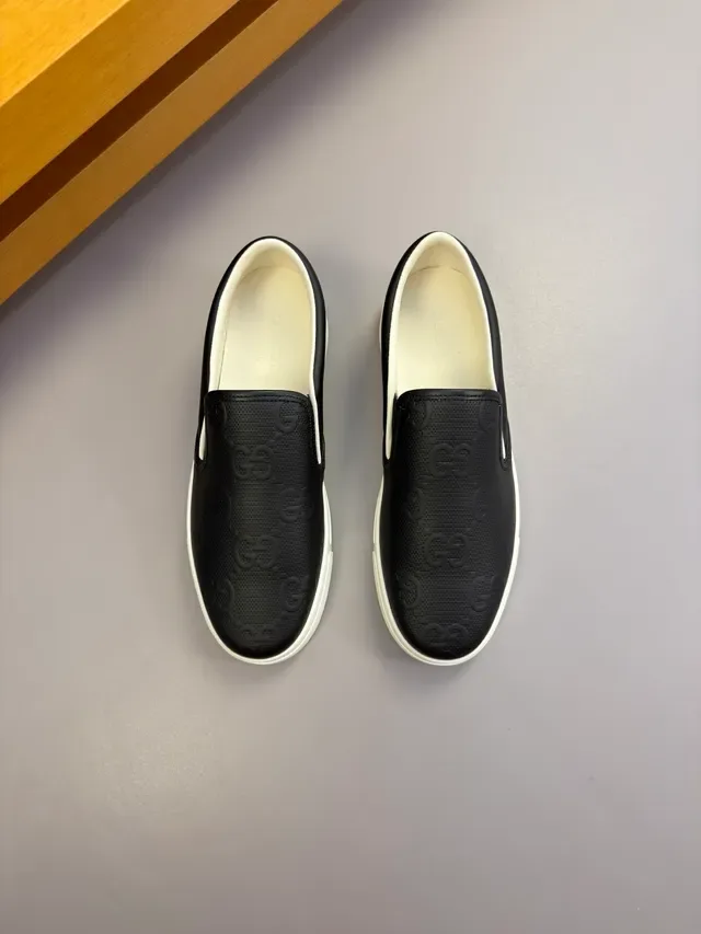 Gucci Black White Embossed GG Monogram Slip-On Construction Loafer 5