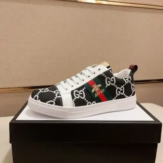 Gucci Black White Monogram Canvas Web Stripe Lifestyle Sneakers