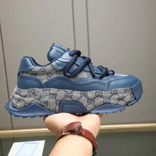 Gucci GG Monogram كانفاس سول أزرق بيج حذاء رياضي سميك