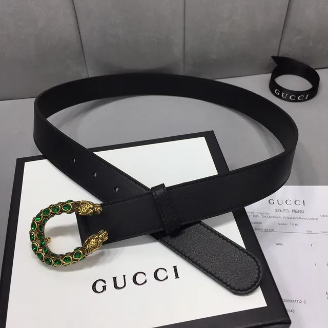 Ceinture Gucci Dionysus cuir noir vert lisse avec boucle tête de tigre dorée 8