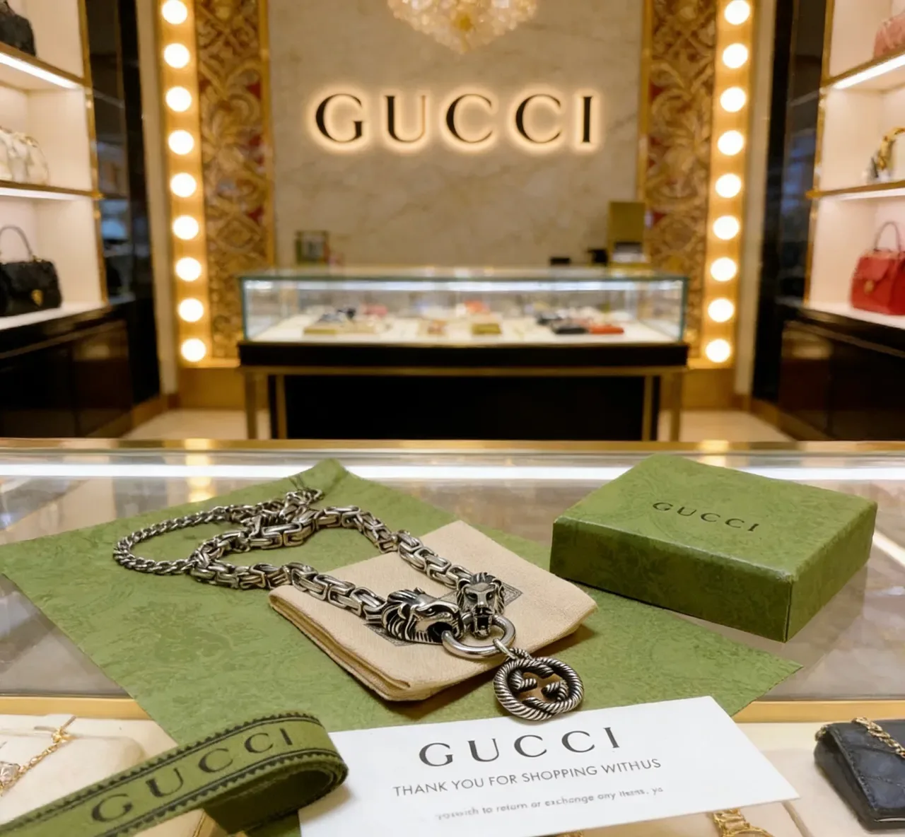 Gucci Dionysus Interlocking G Lion-Head Chain Necklace 2