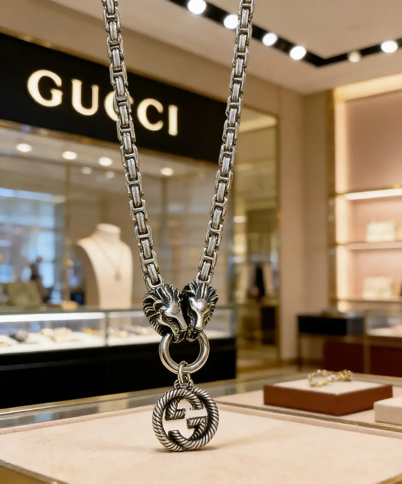 Gucci Dionysus Interlocking G Lion-Head Chain Necklace 5
