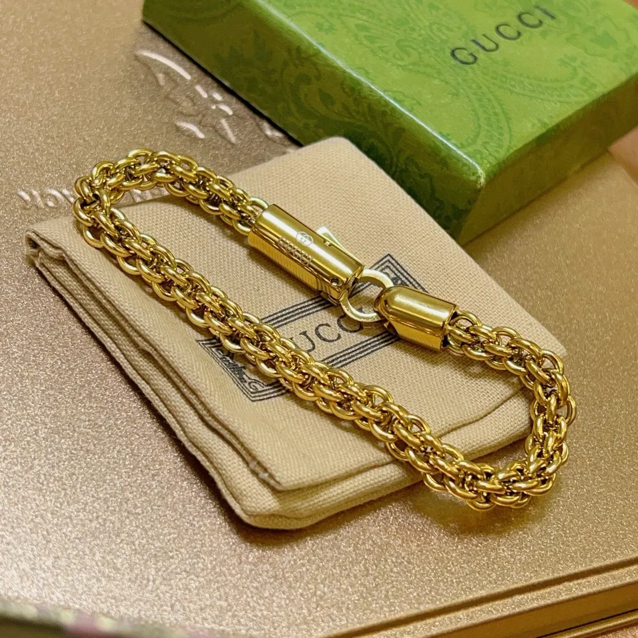 Gucci Double-Chain Woven Link Gold-Tone Bracelet 7
