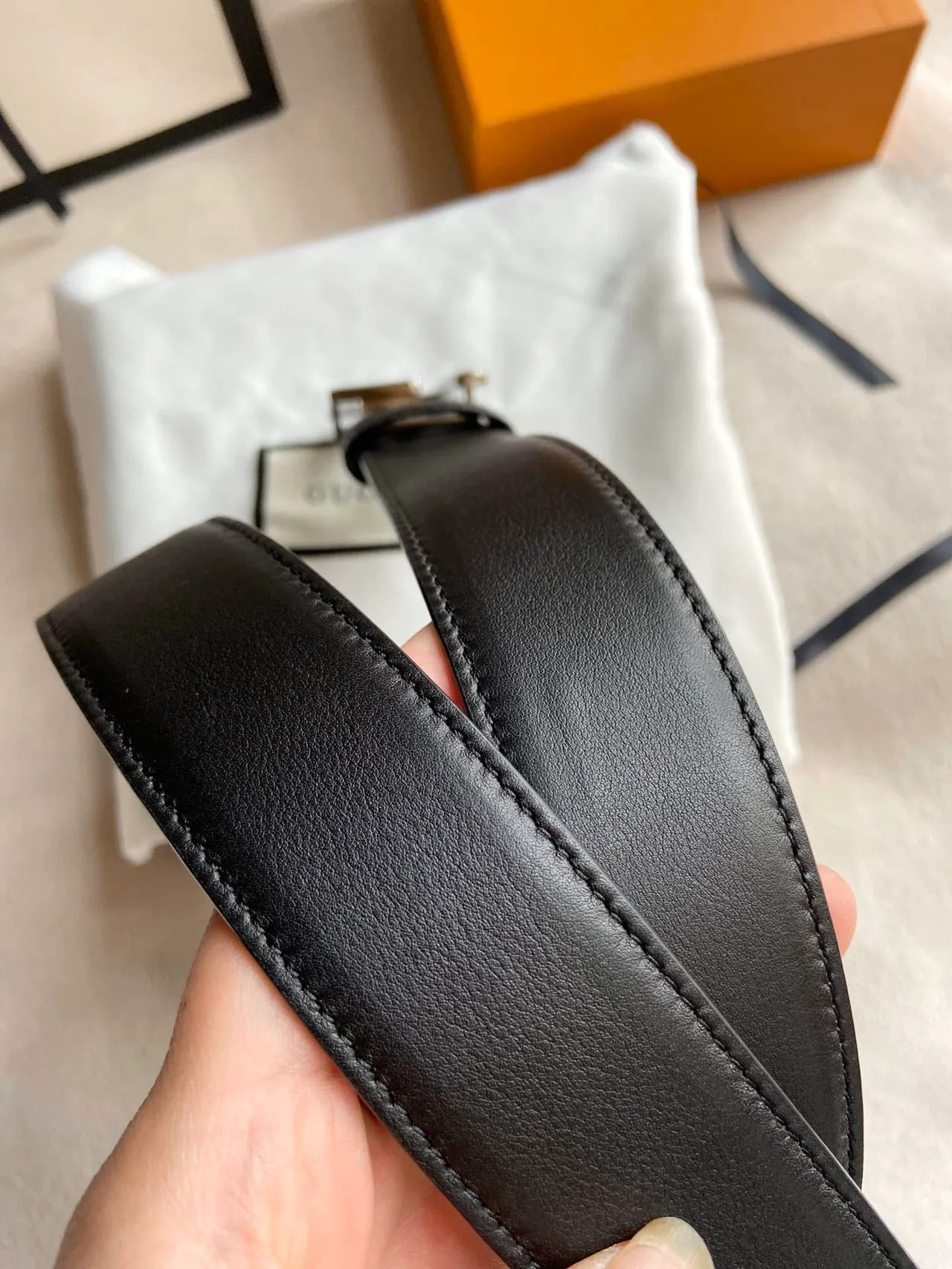 Gucci Double G Belt Black and Brown Leather Belt 3