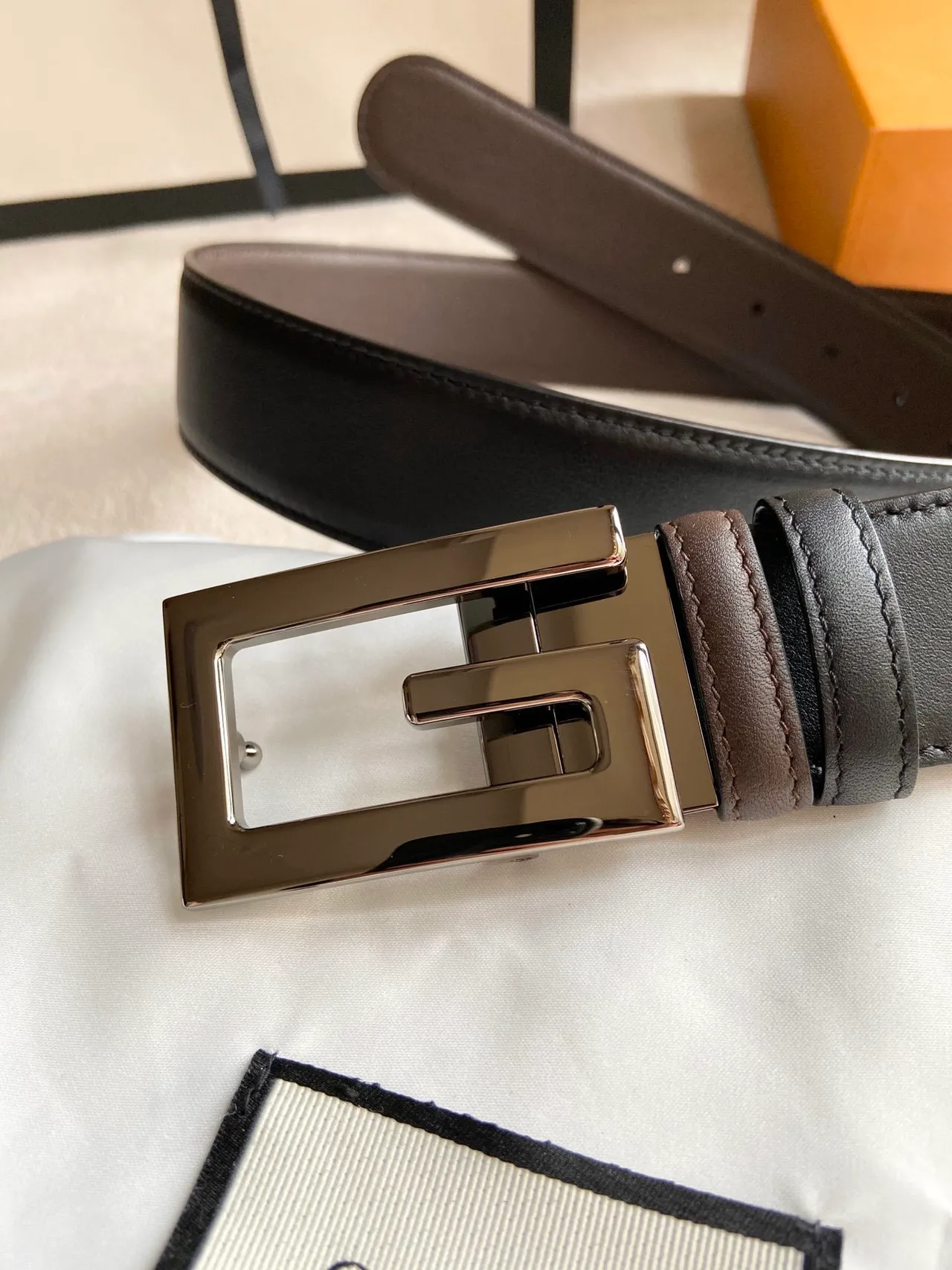 Gucci Double G Belt Black and Brown Leather Belt 5