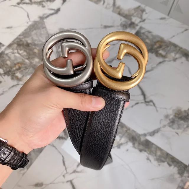 Gucci Double G Belt Preto Couro com textura Pebbled Fivela de tom prateado Cinto de Couro 2