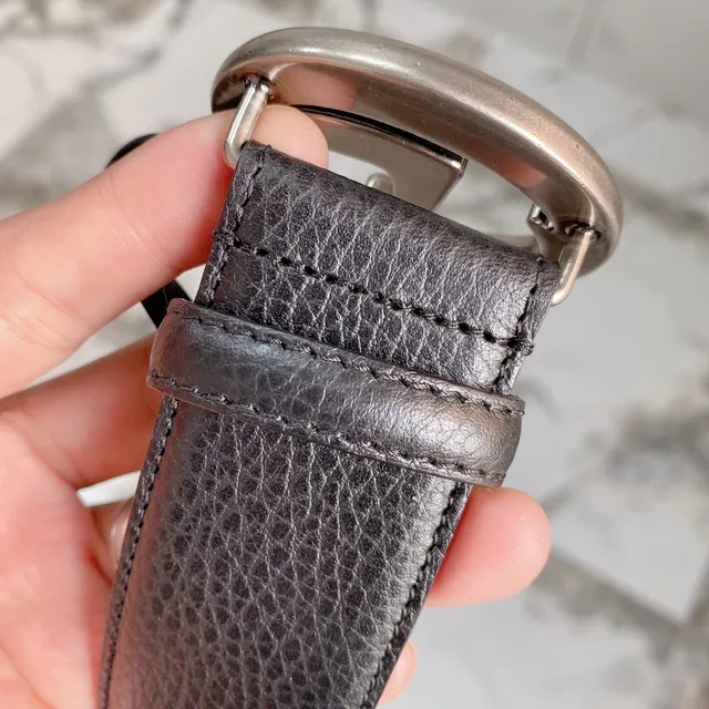 Gucci Double G Belt Preto Couro com textura Pebbled Fivela de tom prateado Cinto de Couro 8
