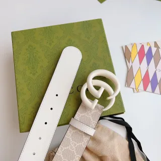 Gucci Double G Belt Ivory and Beige Leather Belt