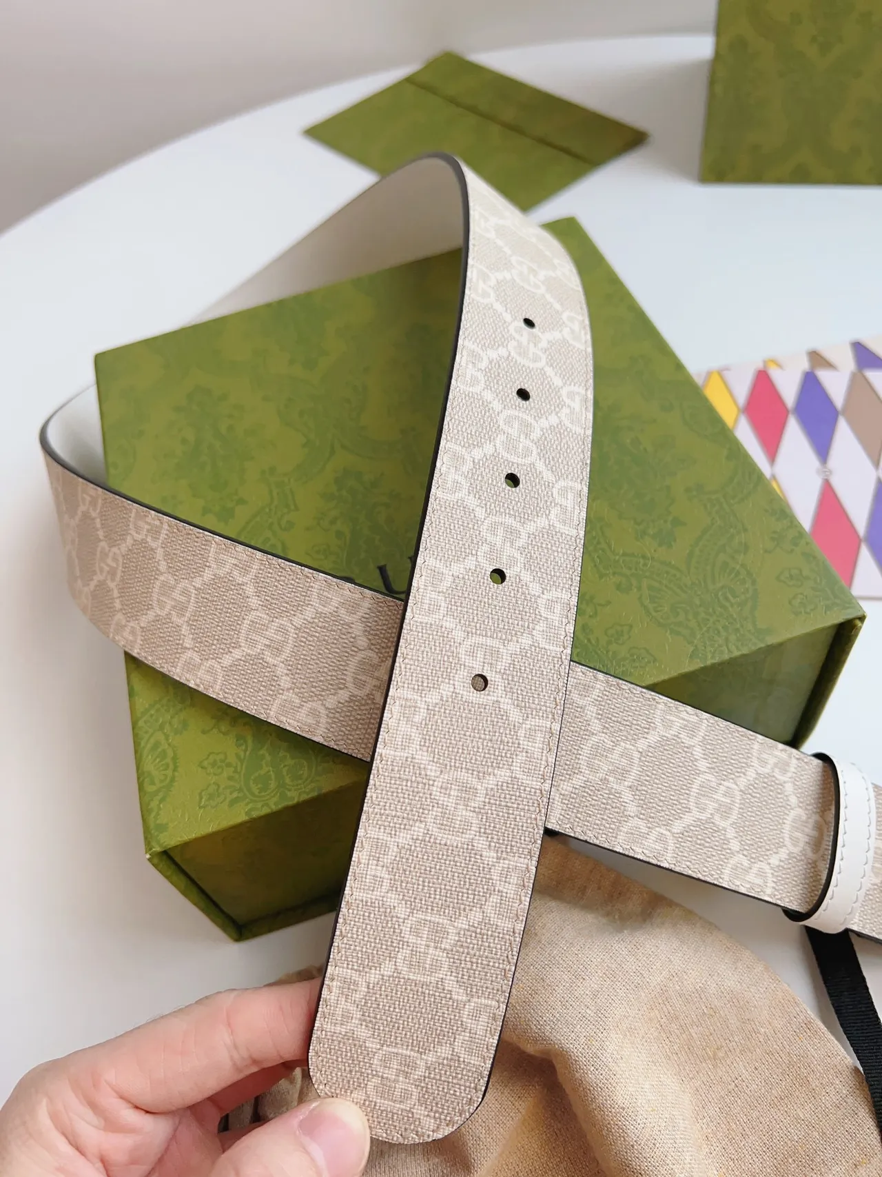Gucci Double G Belt Ivory and Beige Leather Belt 5