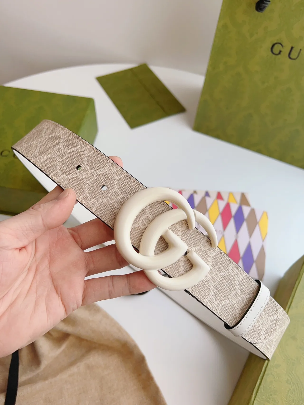 Gucci Double G Belt Ivory and Beige Leather Belt 7