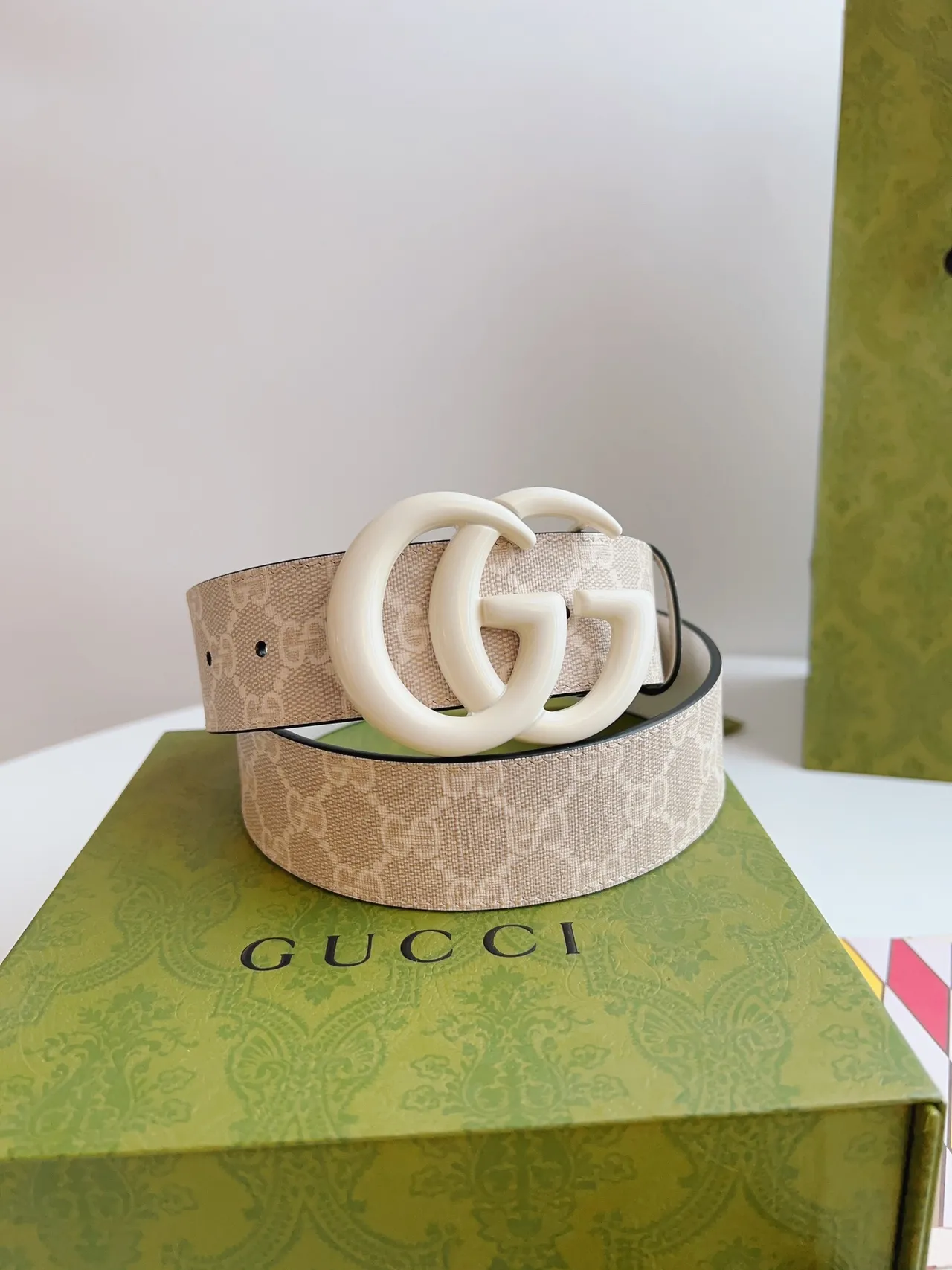 Gucci Double G Belt Ivory and Beige Leather Belt 8