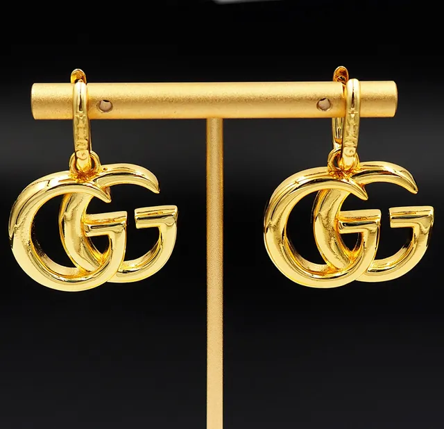 Gucci Double G Interlocking Logo Gold-Tone Drop Earrings 4