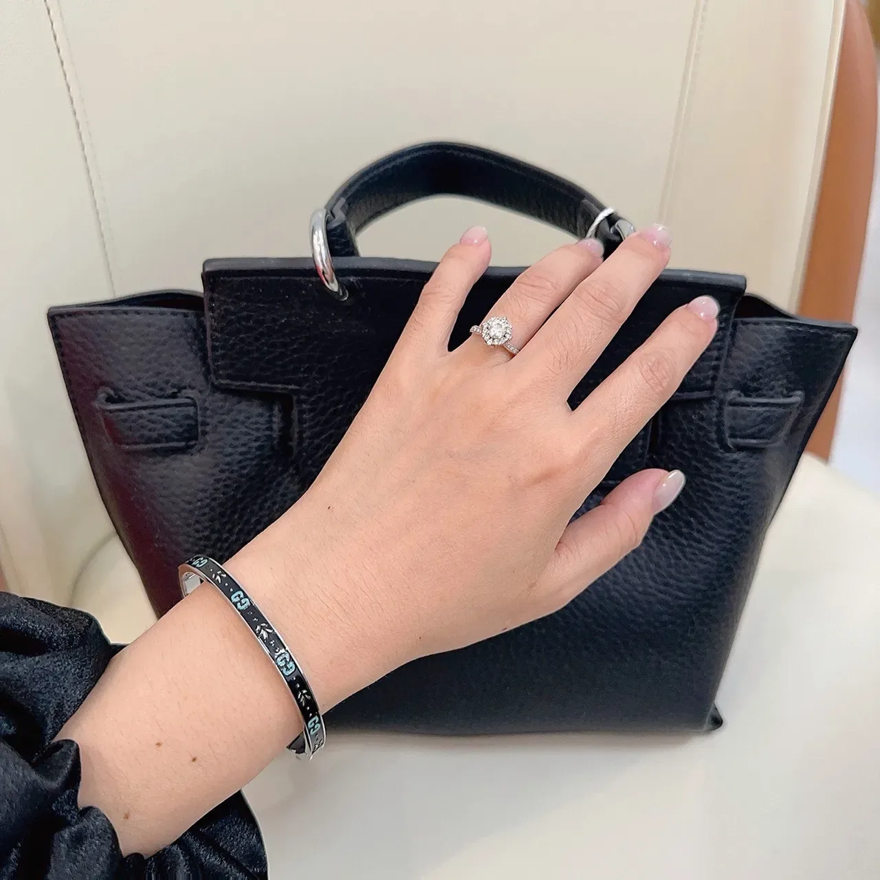 Gucci Enamel GG Motif Black and Teal Hinged Bangle Bracelet 5