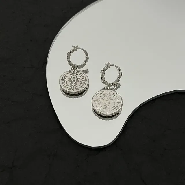 Gucci Floral GG Engraved Disc Earrings 3