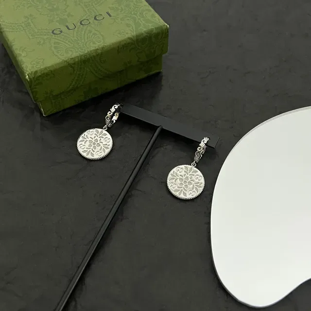Gucci Floral GG Engraved Disc Earrings 5