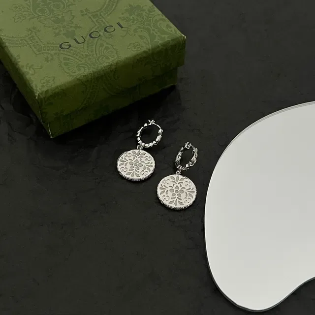 Gucci Floral GG Engraved Disc Earrings 6