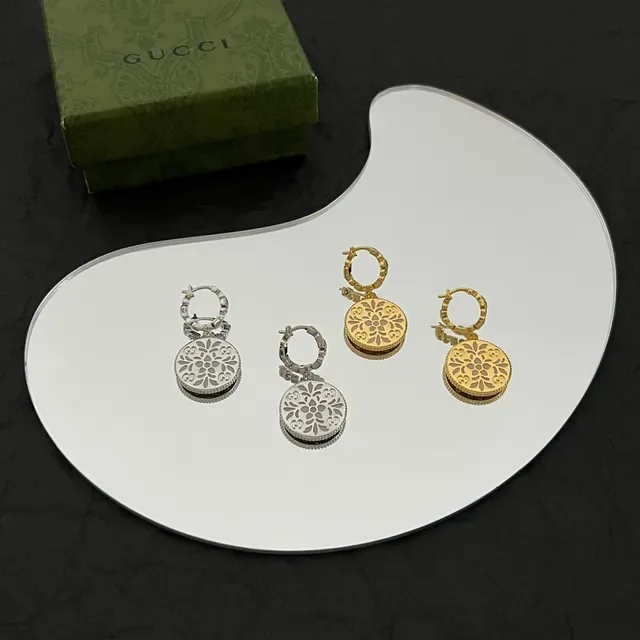 Gucci Floral GG Engraved Disc Earrings 7