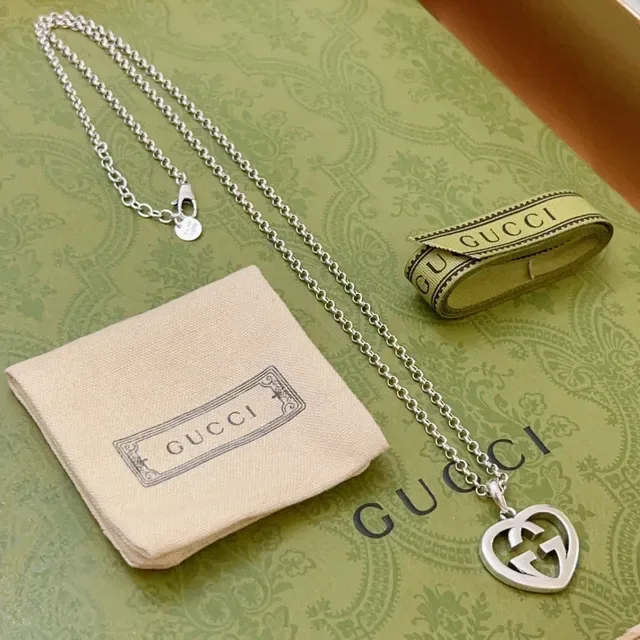 Gucci GG Heart Interlocking G Silver-Tone Necklace 5