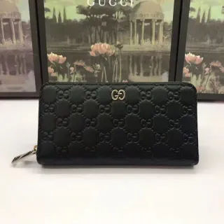 Gucci GG Marmont Black Embossed GG Monogram Zip-Around Long Wallet