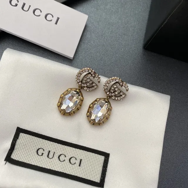 Gucci GG Marmont Crystal Drop Earrings 8