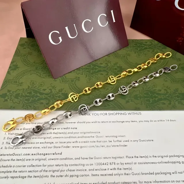 Gucci GG Marmont Gold Interlocking Motifs Twisted Rope Chain Links Bracelet 3