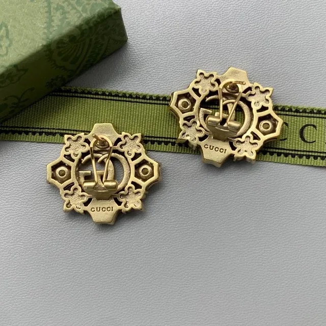 Gucci GG Marmont Gold Multicolor Interlocking Double-G Logo Starburst Crystal Halo Earrings 5