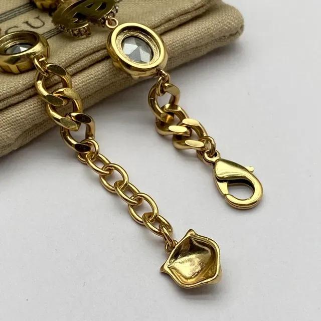 Gucci GG Marmont Gold Red Chain-Link Interlocking G Motifs Bracelet 2