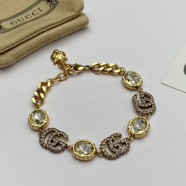 Gucci GG Marmont Gold Red Chain-Link Interlocking G Motifs Bracelet 5
