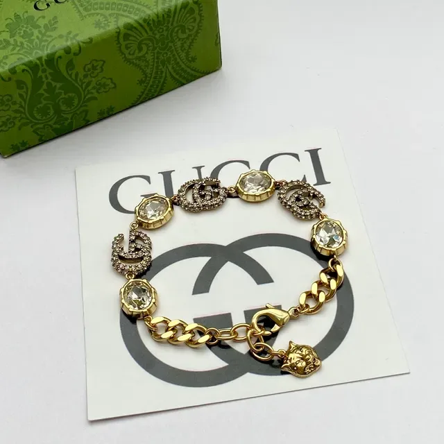 Gucci GG Marmont Gold Red Chain-Link Interlocking G Motifs Bracelet 6