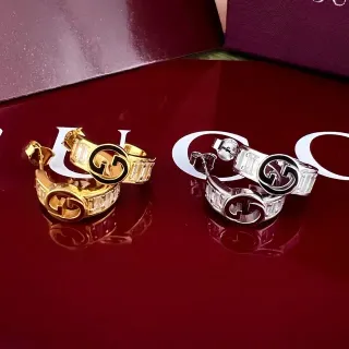 Gucci GG Marmont Interlocking G Baguette Stone Hoop Earrings