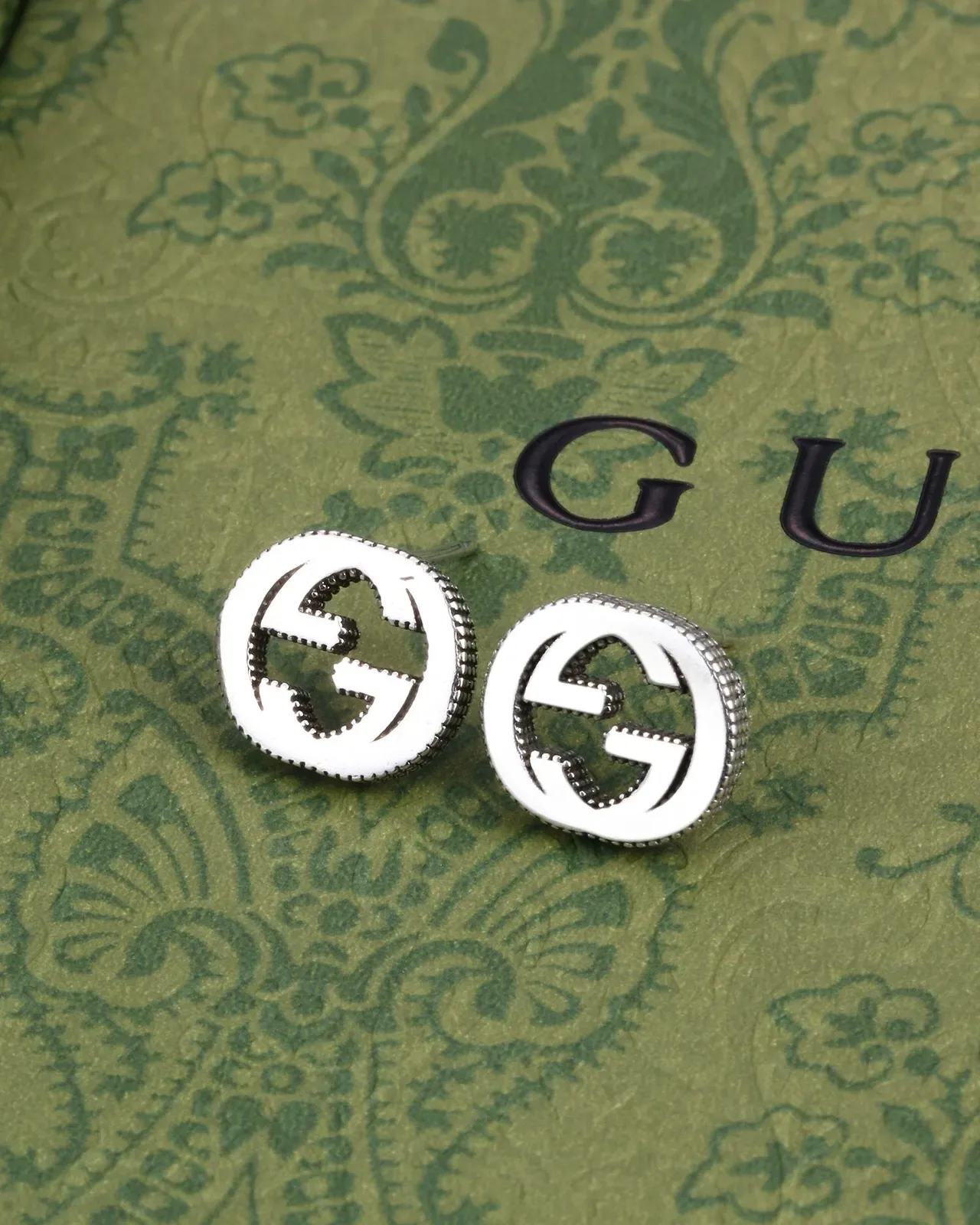 Gucci GG Marmont Interlocking G Beaded Edge Stud Earrings 2
