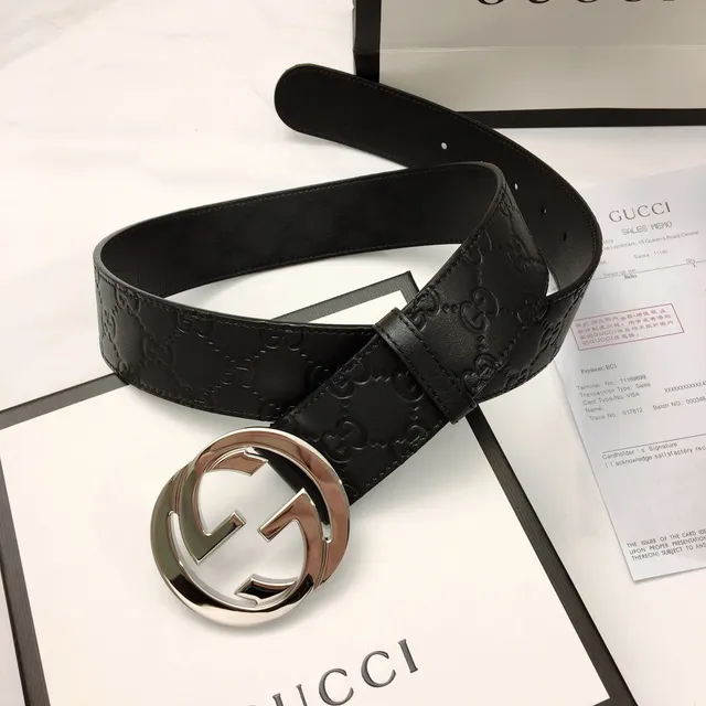Gucci GG Marmont Interlocking G Buckle Black Leather Belt 5