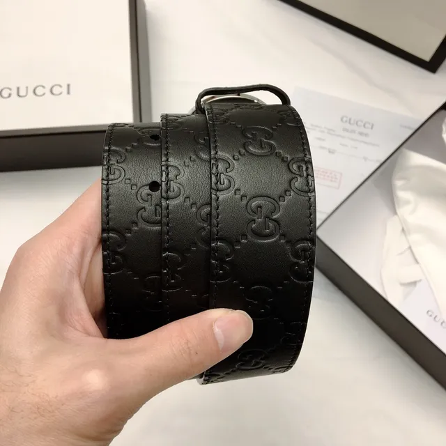 Gucci GG Marmont Interlocking G Buckle Black Leather Belt 6