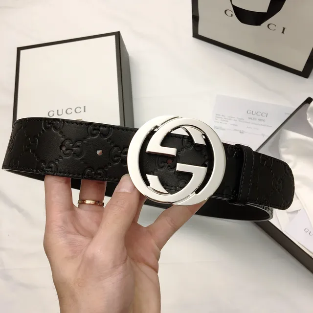 Gucci GG Marmont Interlocking G Buckle Black Leather Belt 8