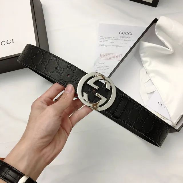 Gucci GG Marmont Interlocking G Buckle Black Leather Belt 9