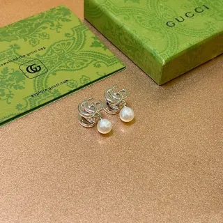 Gucci GG Marmont Interlocking G Pearl Drop Earrings