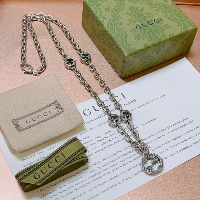 Gucci GG Marmont Interlocking G Silver-Toned Chain Necklace 3