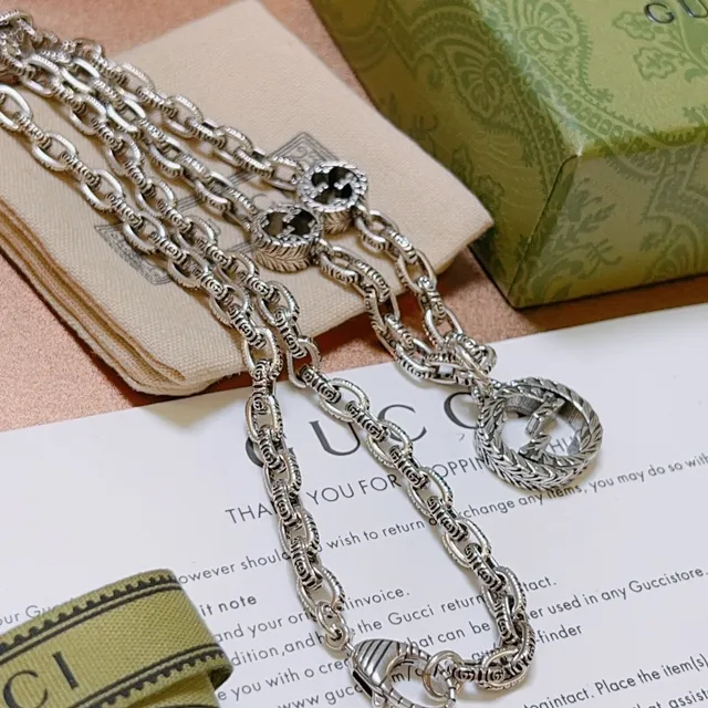 Gucci GG Marmont Interlocking G Silver-Toned Chain Necklace 6