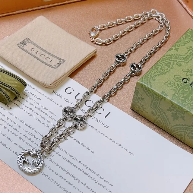 Gucci GG Marmont Interlocking G Silver-Toned Chain Necklace 7