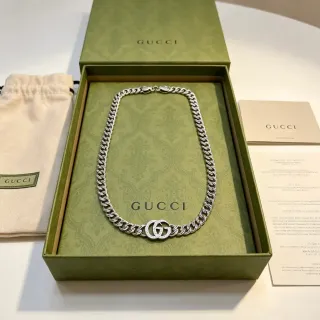 Gucci GG Marmont Pavé Interlocking G Curb Chain Necklace