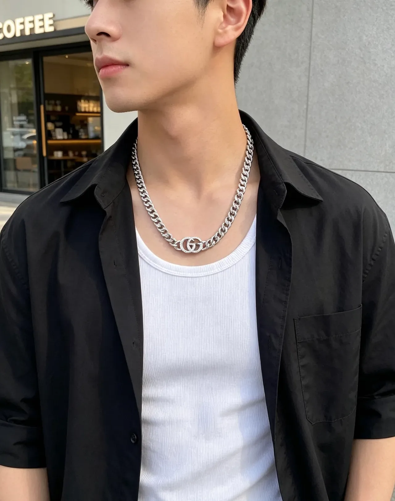 Gucci GG Marmont Pavé Interlocking G Curb Chain Necklace 8