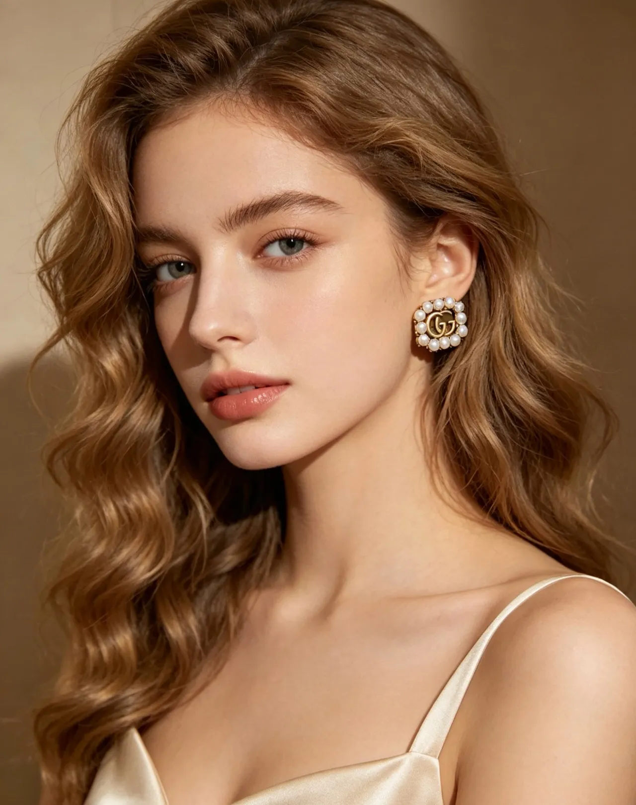 Gucci GG Marmont Pearl-Encrusted Square Stud Earrings 2