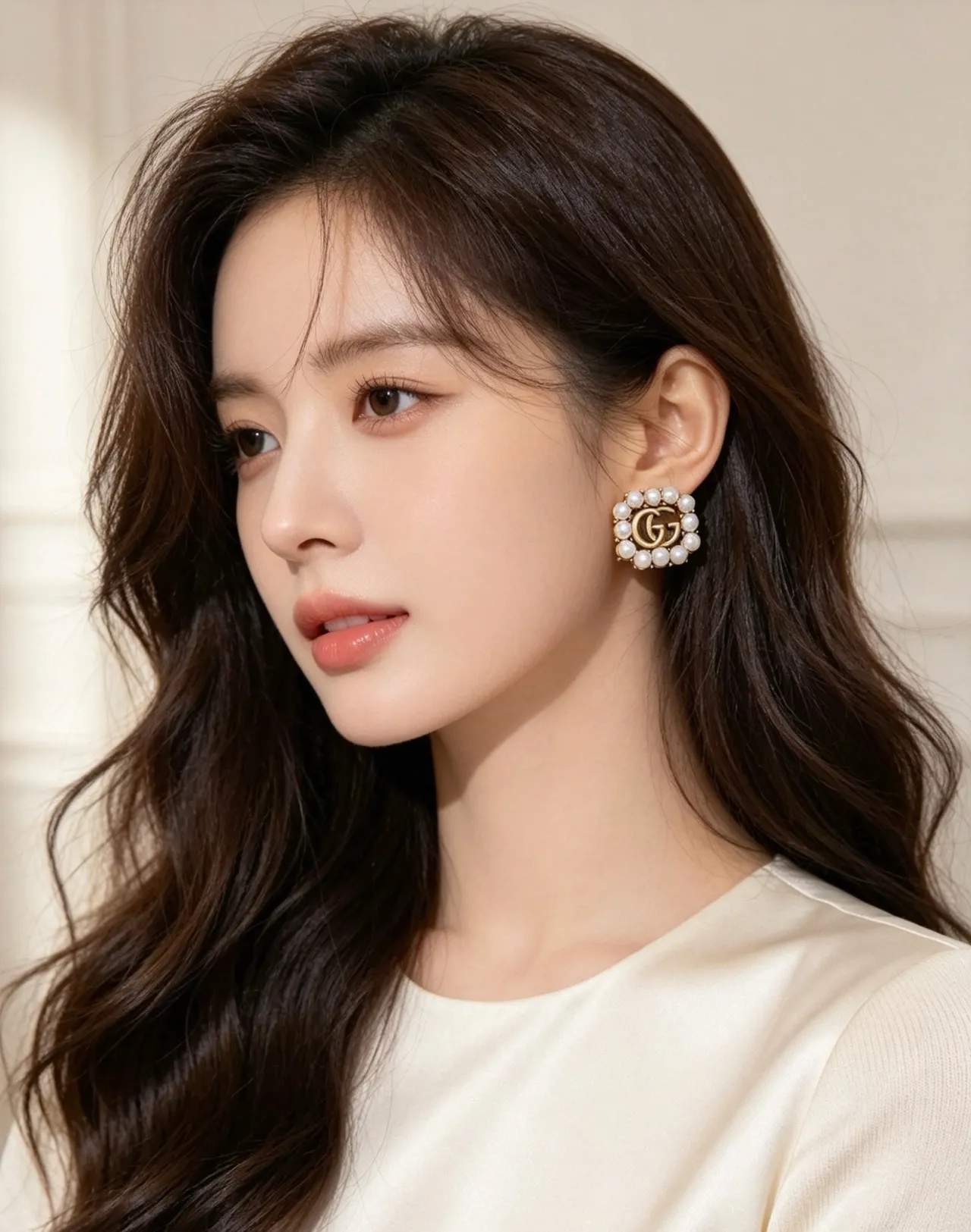 Gucci GG Marmont Pearl-Encrusted Square Stud Earrings 6